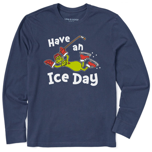 Men's Grinch Have an Ice Day Hockey Long Sleeve Crusher Tee