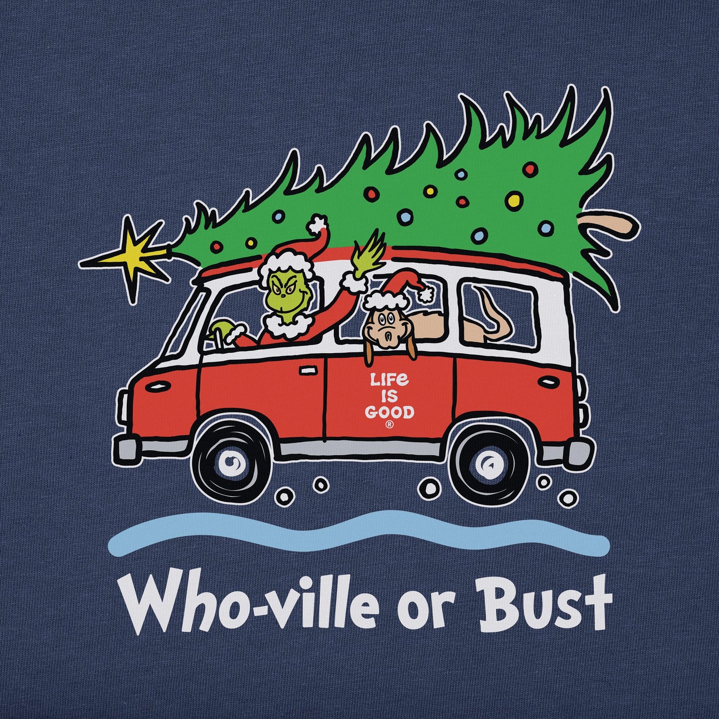 Men's Grinch and Max Who-Ville Or Bust Long Sleeve Crusher Tee