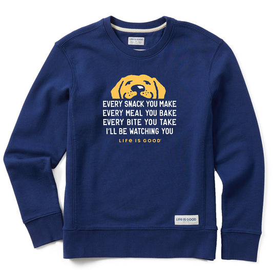 Women's I'll Be Watching You Yellow Lab Simply True Fleece Crew