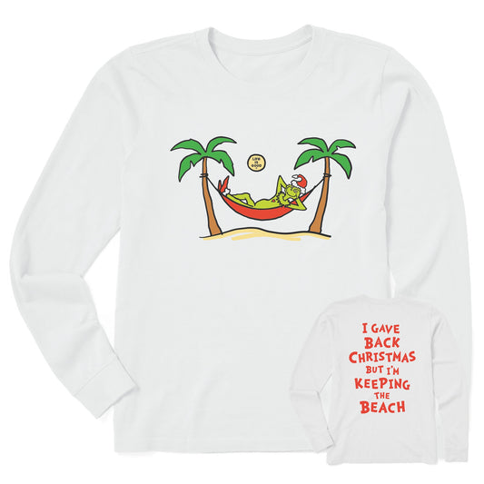 Women's Grinch Gave Back Christmas Beach Long Sleeve Crusher Tee
