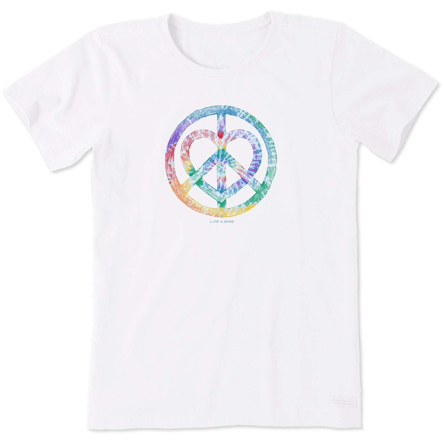 Women's Tie Dye Peace Love Pencil Short Sleeve Tee