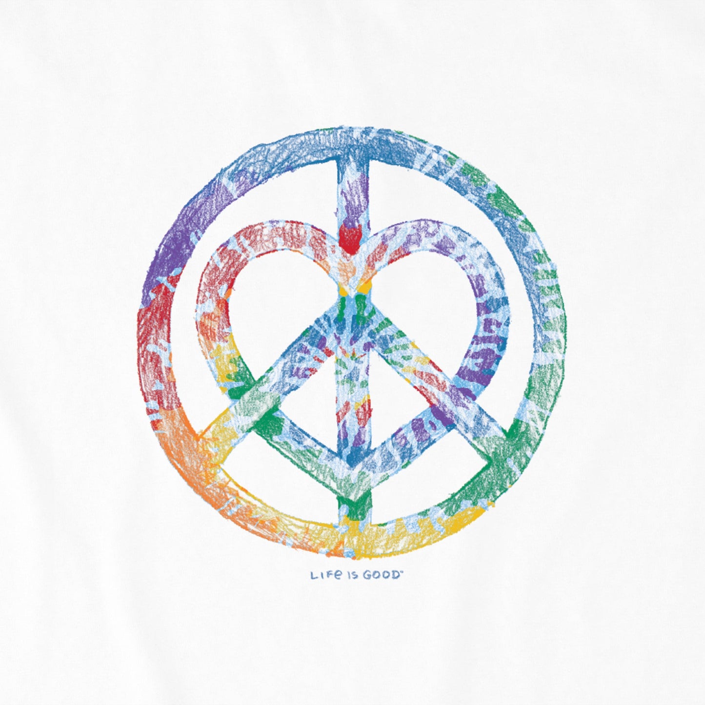 Women's Tie Dye Peace Love Pencil Short Sleeve Tee