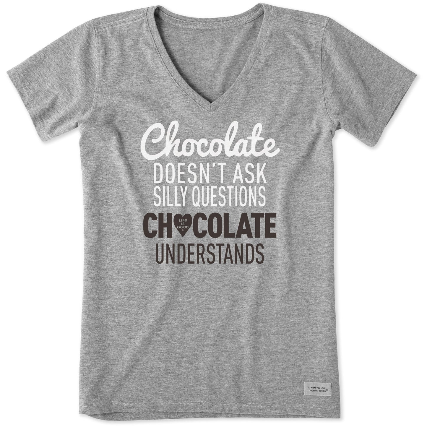 Women's Chocolate Questions Short Sleeve Crusher Vee