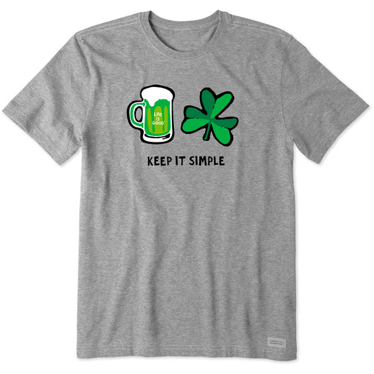 Men's Keep it Simple Beer & Clover Short Sleeve Crusher Tee