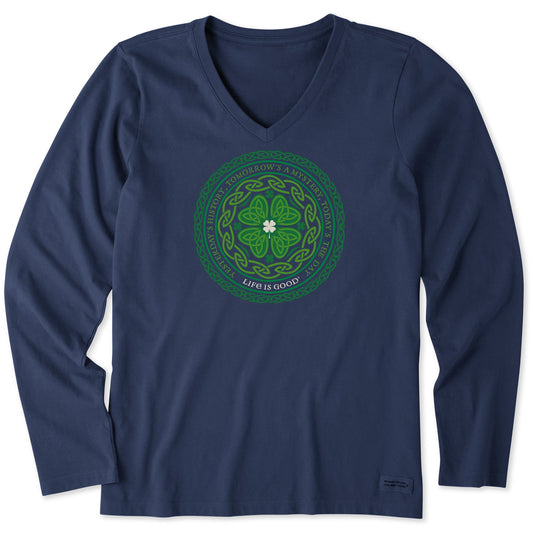 Women's Celtic Mandala Long Sleeve Crusher Vee