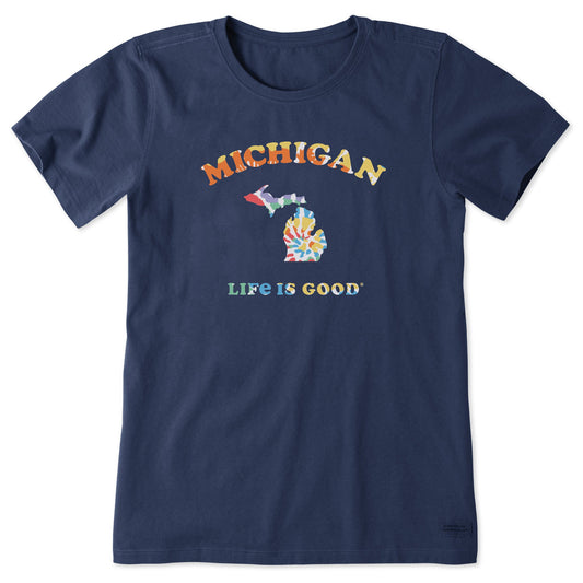 Women's Tie Dye Michigan Short Sleeve Crusher Tee