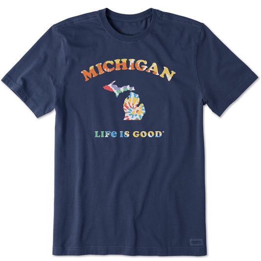 Men's Tie Dye Michigan Short Sleeve Crusher Tee