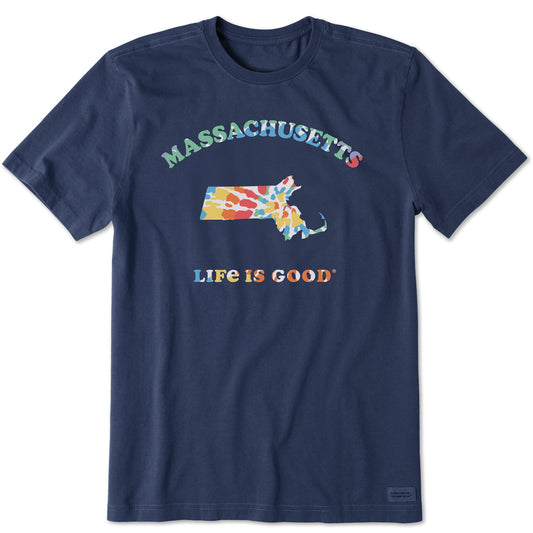 Men's Tie Dye Massachusetts Short Sleeve Crusher Tee