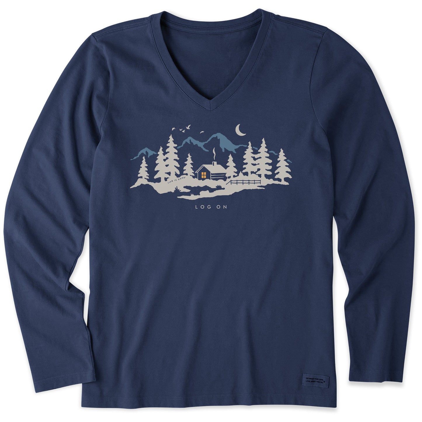 Women's Winter Cabin Log On Long Sleeve Crusher Vee