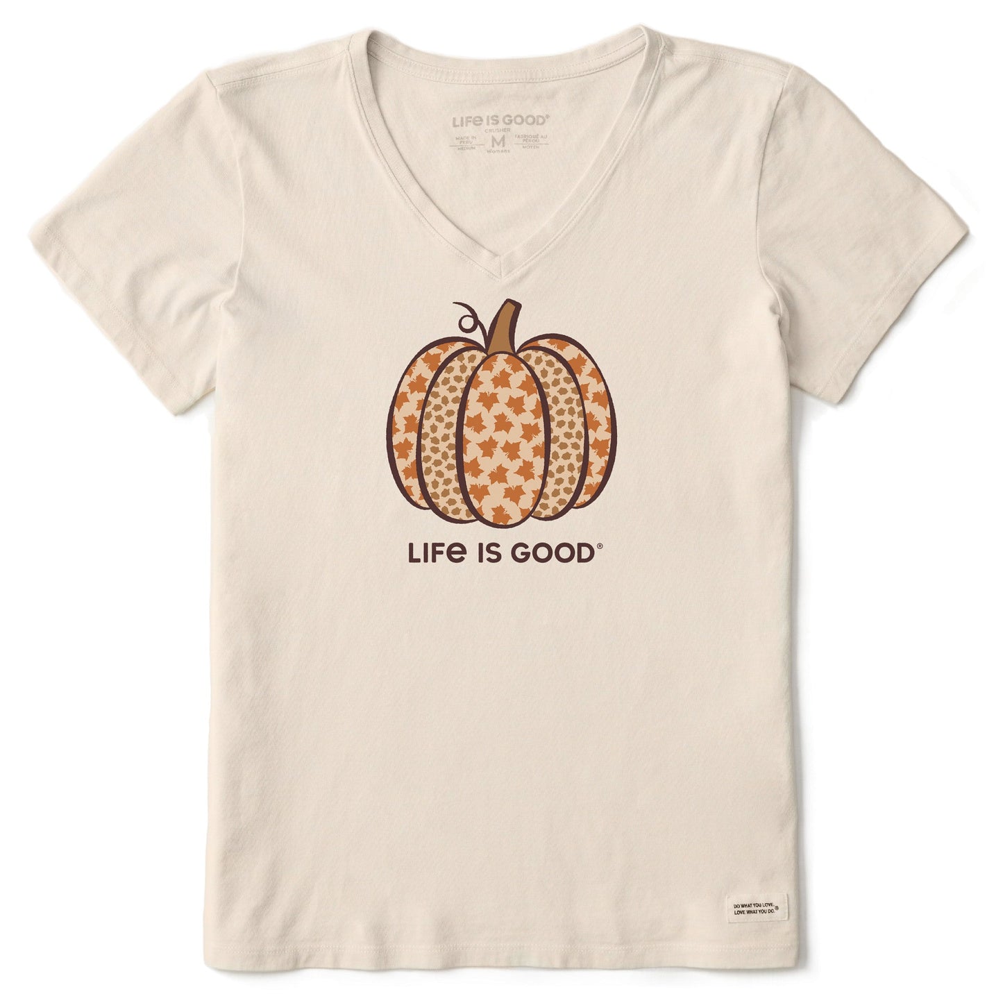 Women's Fall Pattern Pumpkin Short Sleeve Crusher Vee