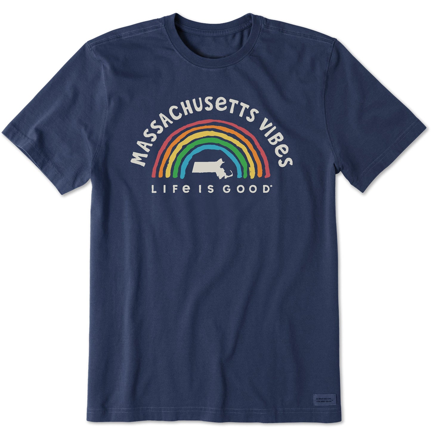 Men's Massachusetts Rainbow Vibes Short Sleeve Crusher Tee