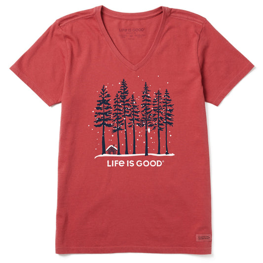 Women's Snowy Owl Tall Pines Short Sleeve Crusher Vee