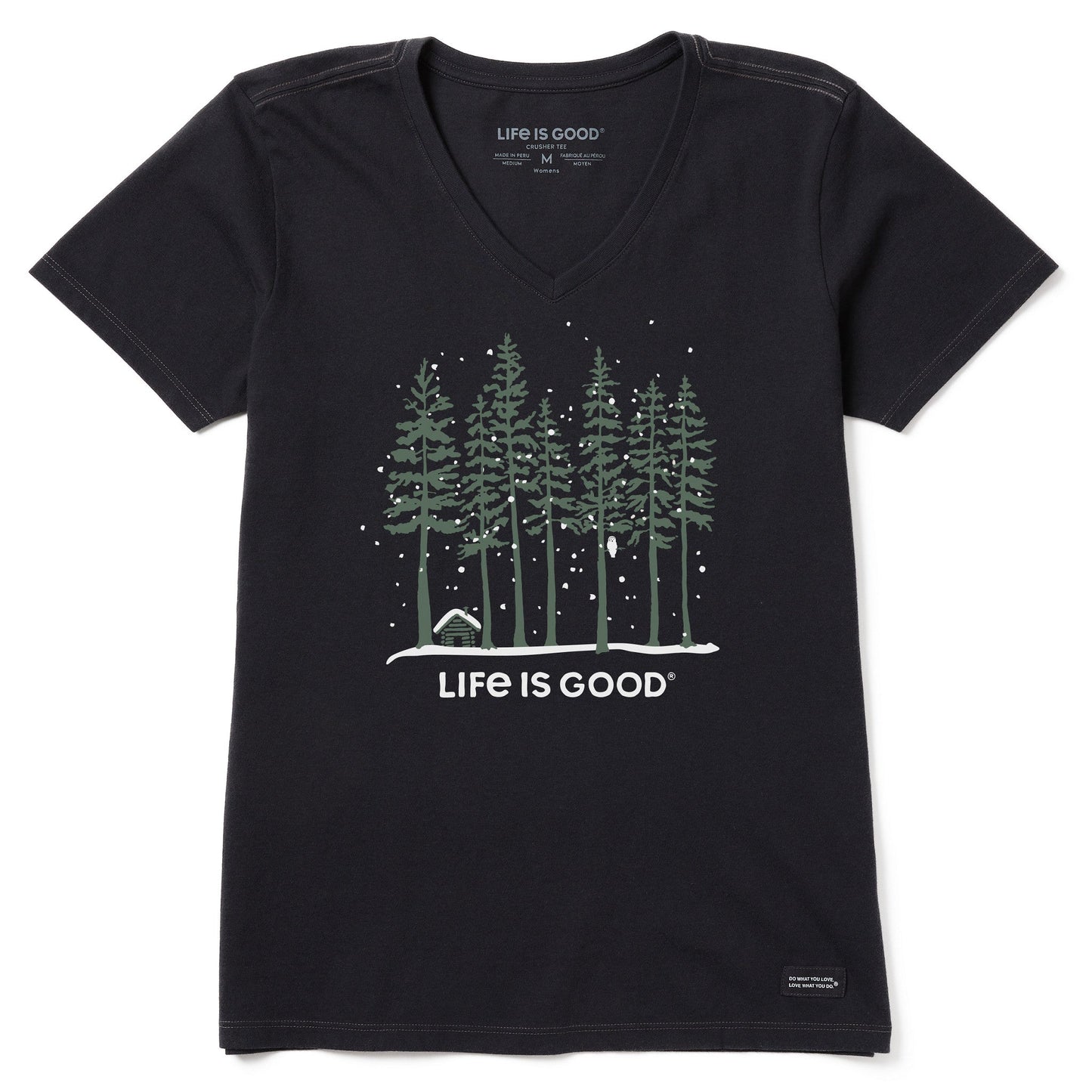 Women's Snowy Owl Tall Pines Short Sleeve Crusher Vee