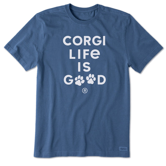 Men's Corgi Life is Good Short Sleeve Crusher Tee