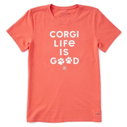 Women's Corgi Life is Good Short Sleeve Crusher Tee