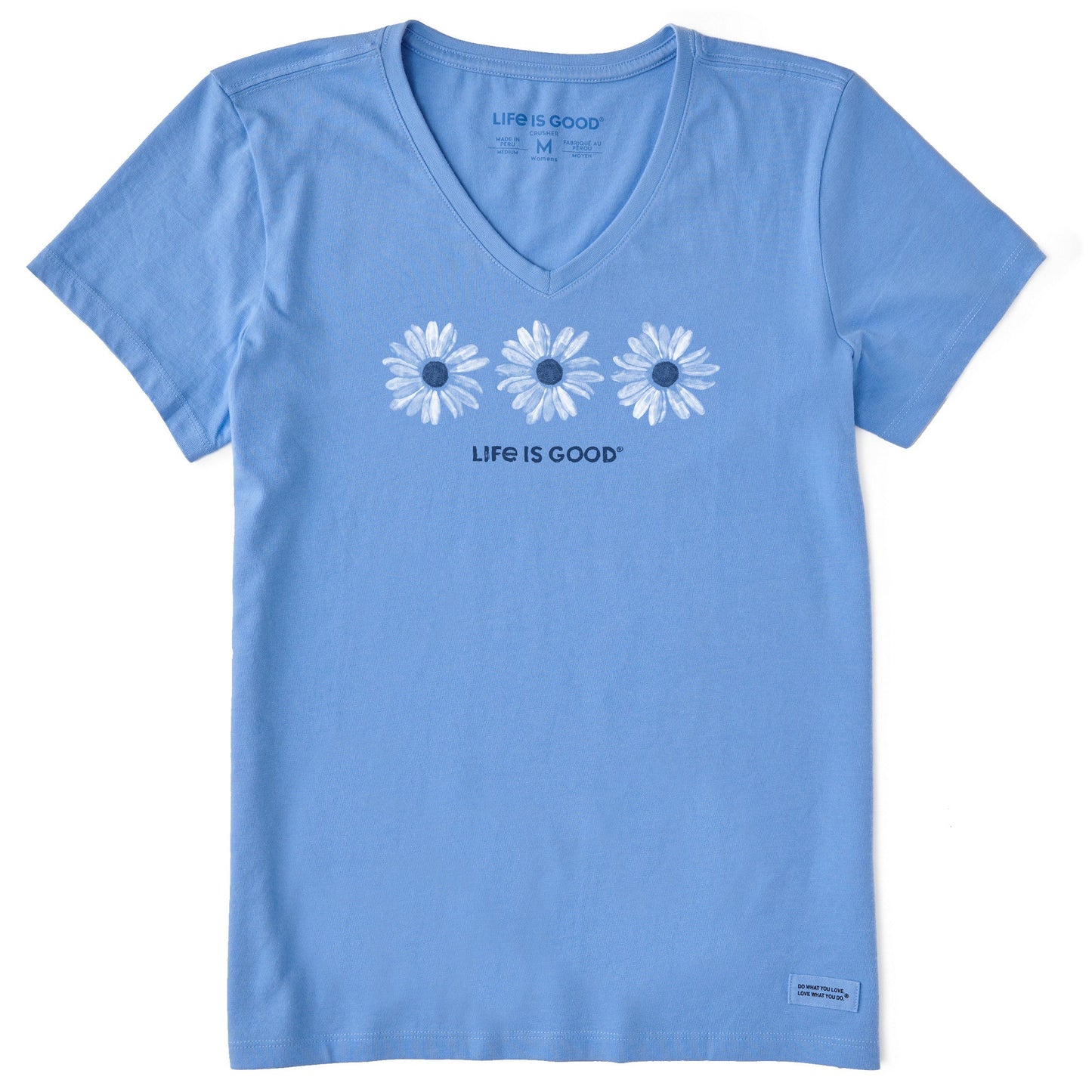Women's Three Painted Daisies Short Sleeve Vee