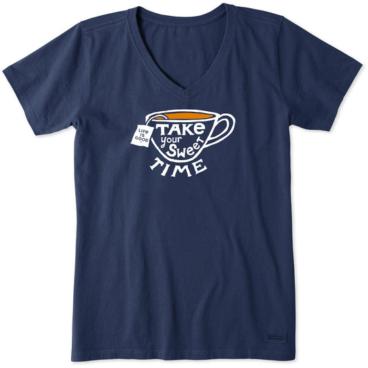 Women's Sweet Time Leaves Tea Short Sleeve Crusher Vee