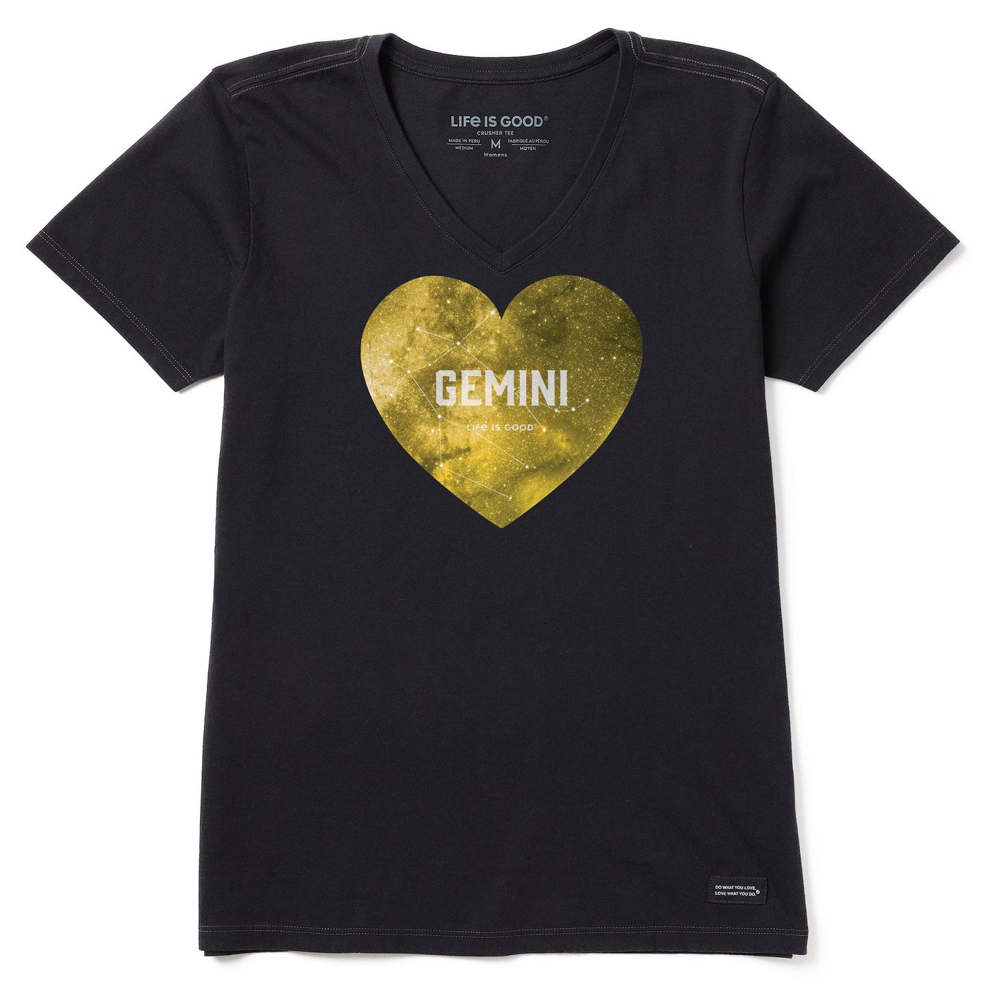 Women's Celestial Gemini Heart Short Sleeve Crusher Vee