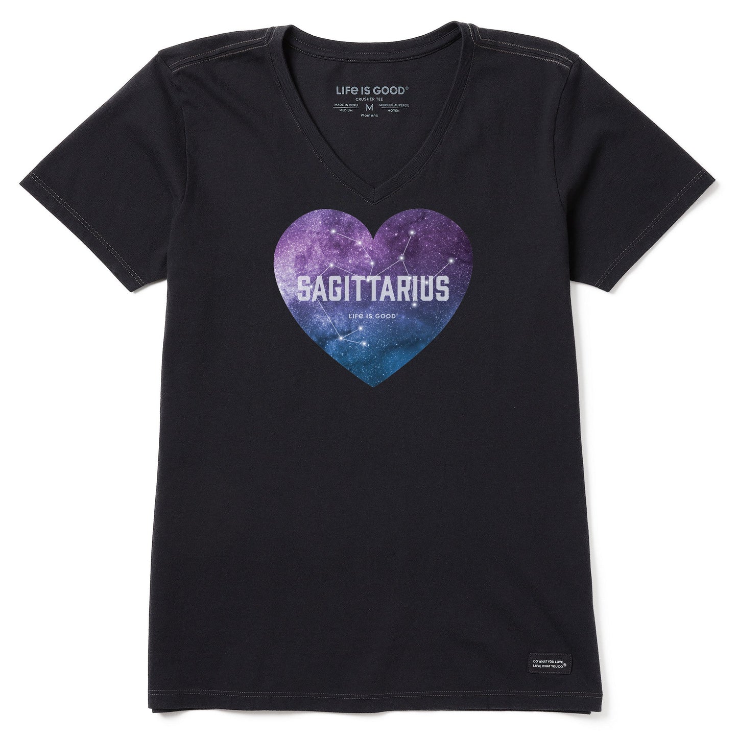 Women's Celestial Sagittarius Heart Short Sleeve Crusher Vee