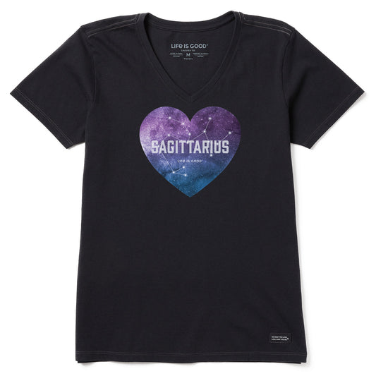 Women's Celestial Sagittarius Heart Short Sleeve Crusher Vee