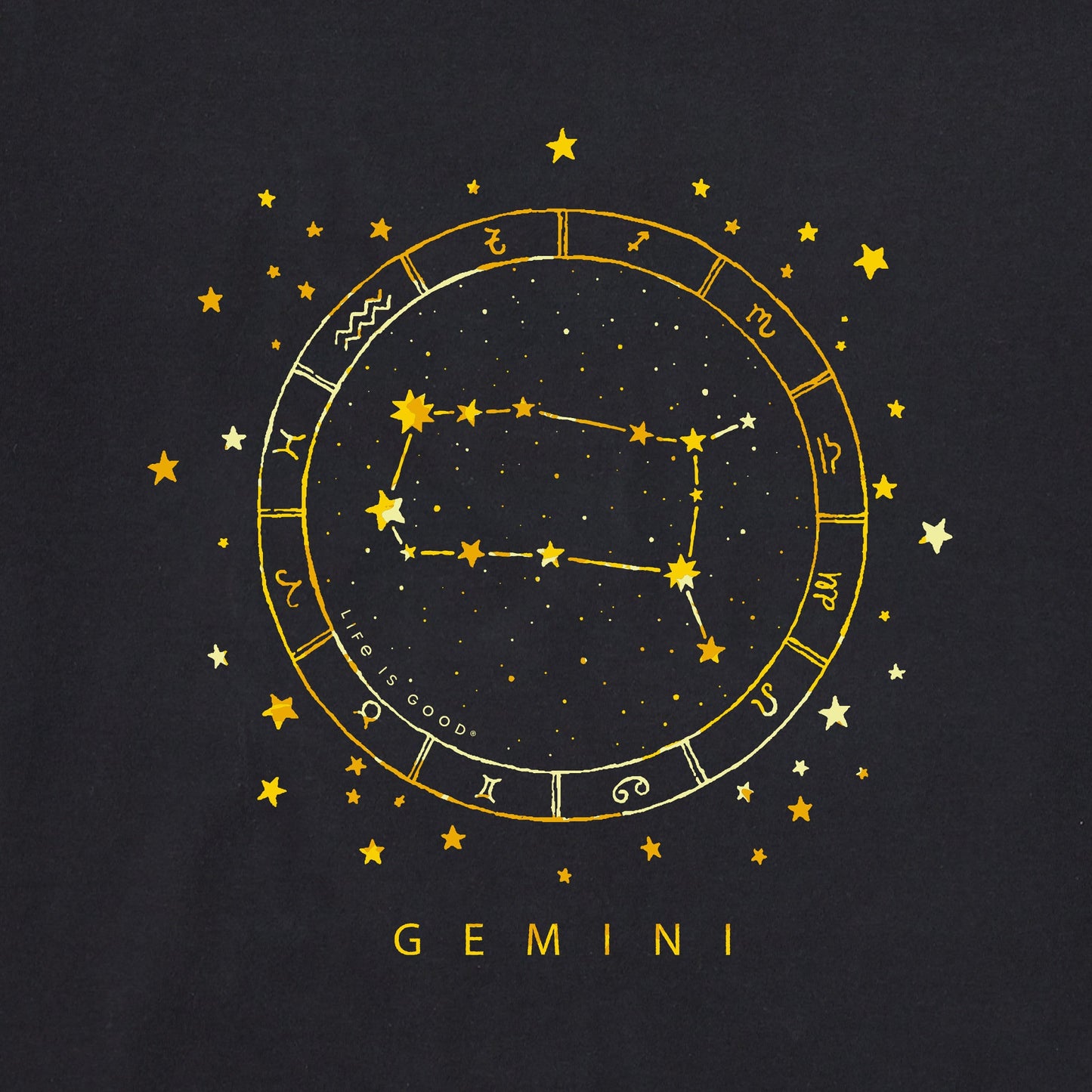 Men's Zodiac Constellation Gemini Short Sleeve Crusher Tee