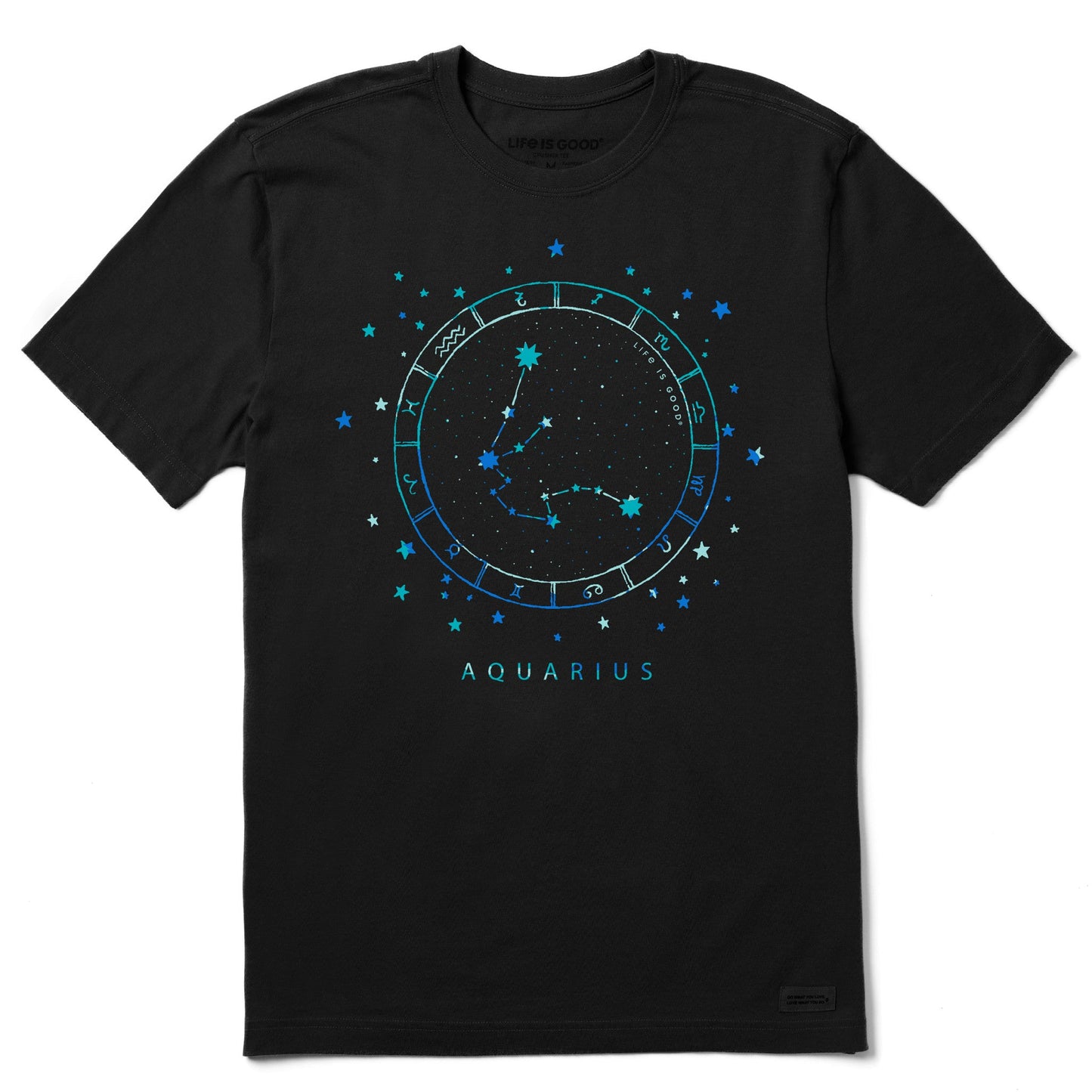 Men's Zodiac Constellation Aquarius Short Sleeve Crusher Tee