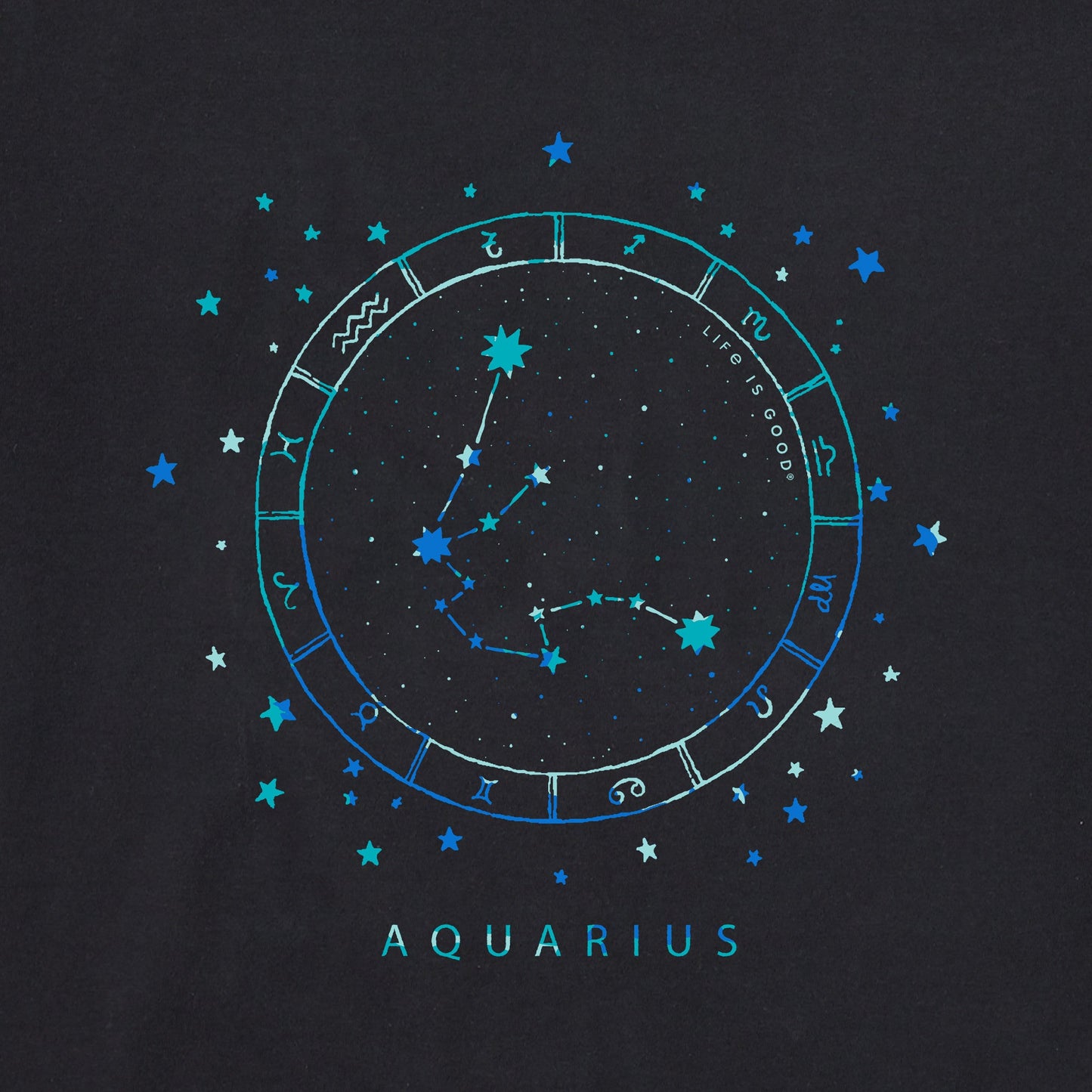Men's Zodiac Constellation Aquarius Short Sleeve Crusher Tee
