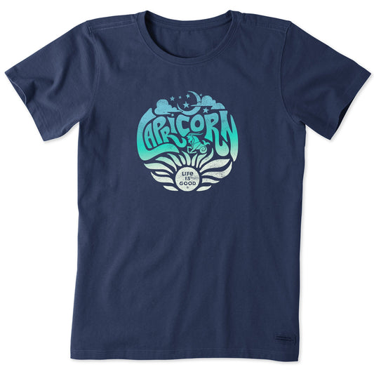 Women's Capricorn Zodiac Vibes Short Sleeve Crusher Tee
