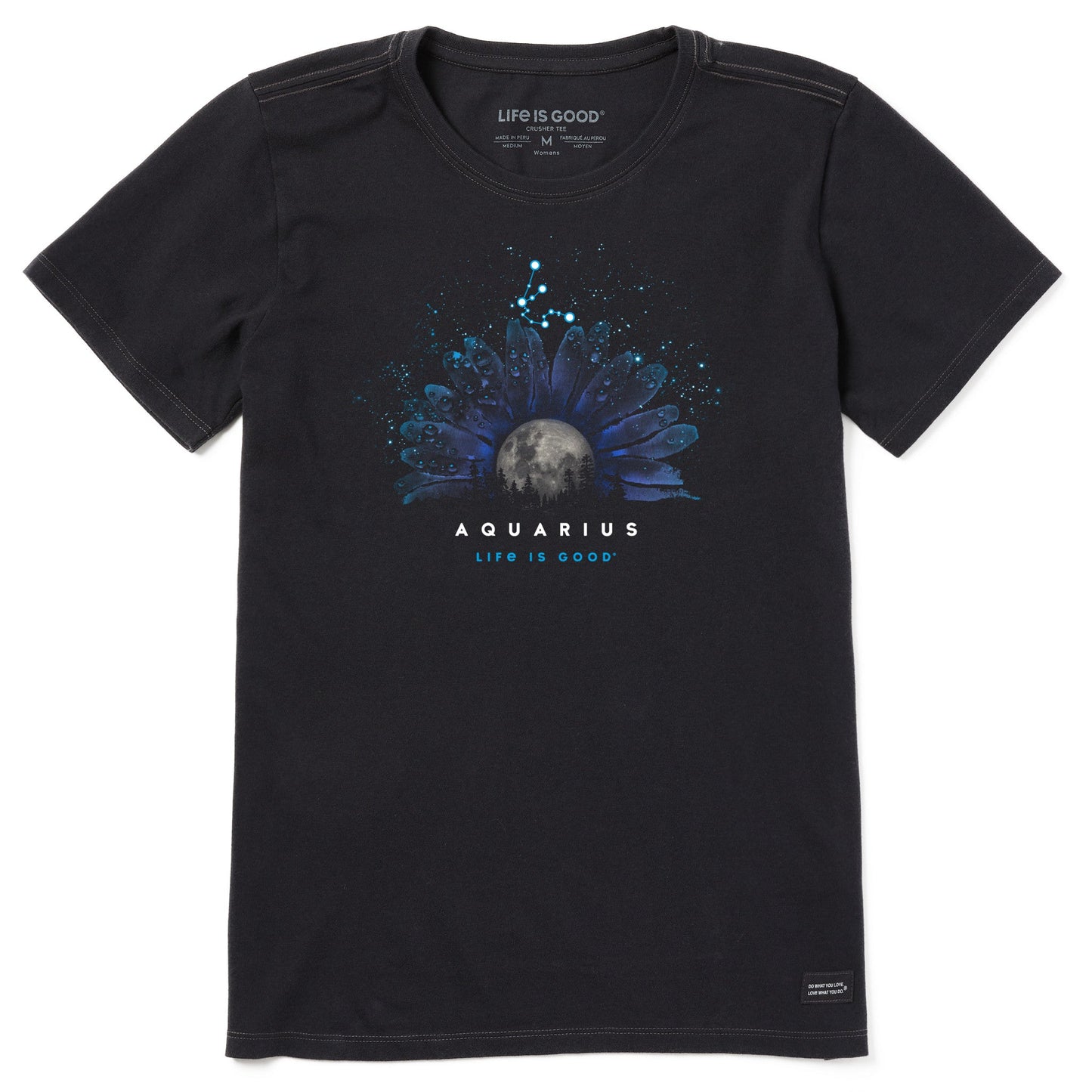 Women's Zodiac Moonflower Aquarius Short Sleeve Crusher Tee