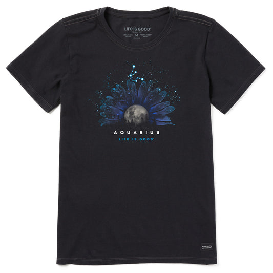 Women's Zodiac Moonflower Aquarius Short Sleeve Crusher Tee