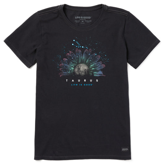 Women's Zodiac Moonflower Taurus Short Sleeve Crusher Tee