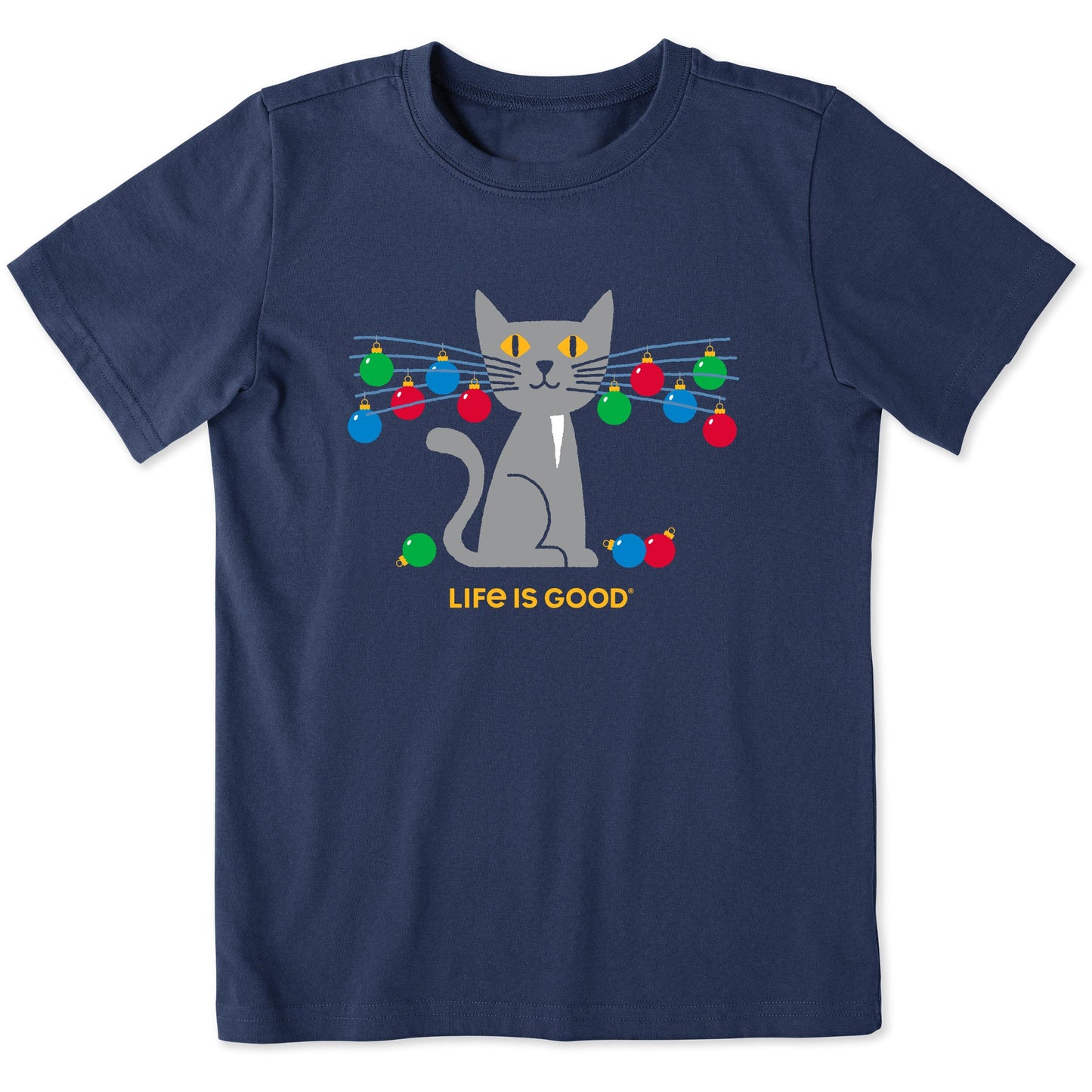 Kids Whisker Ornament Cat Short Sleeve Crusher Tee