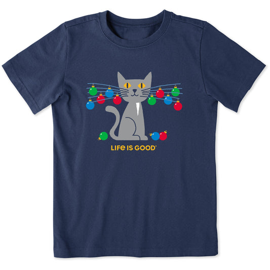 Kids Whisker Ornament Cat Short Sleeve Crusher Tee