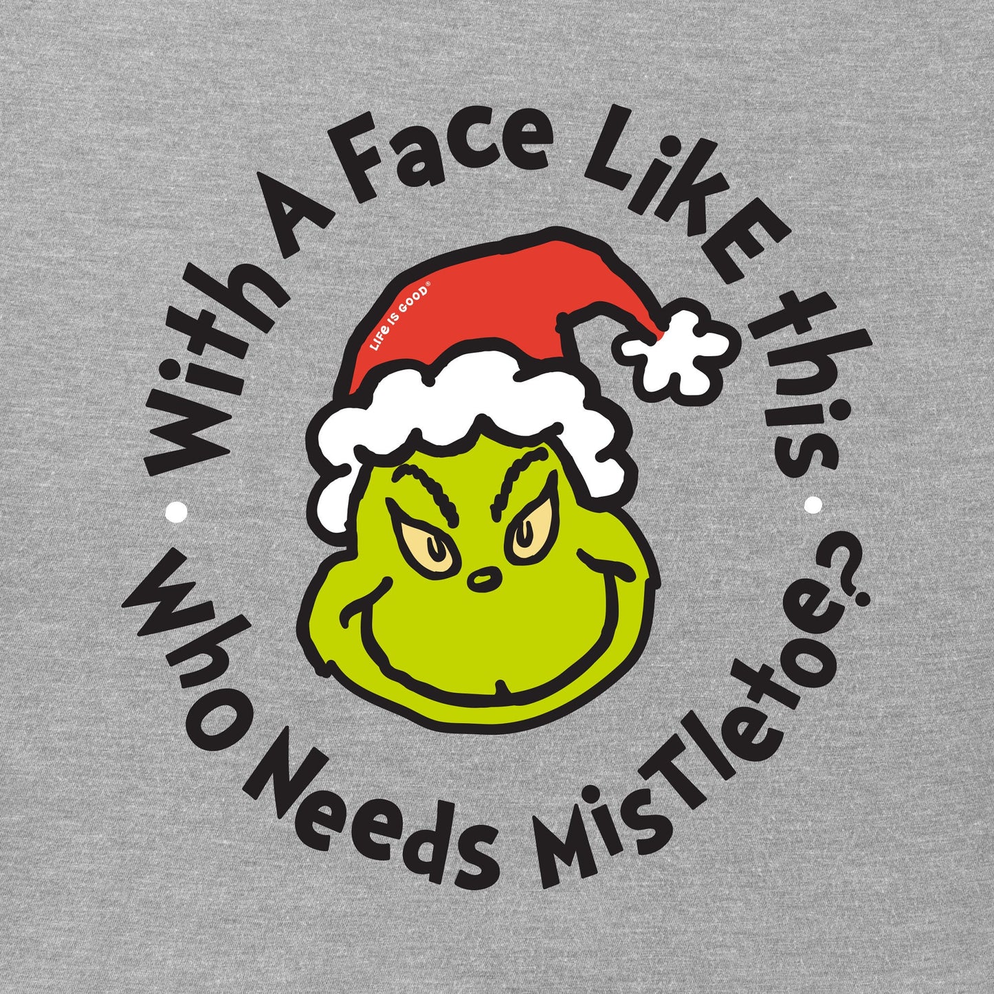 Men's Grinch Face Mistletoe Short Sleeve Crusher Tee