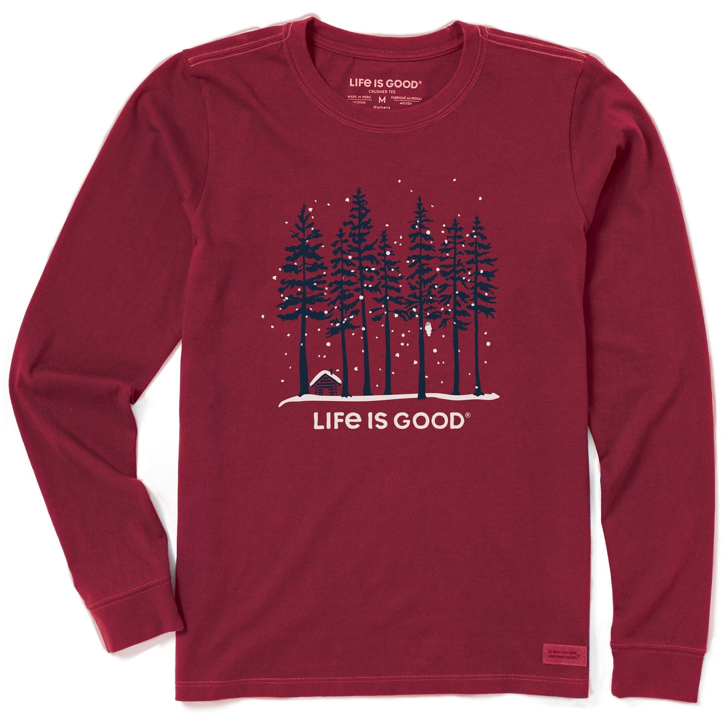 Women's Snowy Owl Tall Pines Long Sleeve Crusher Tee