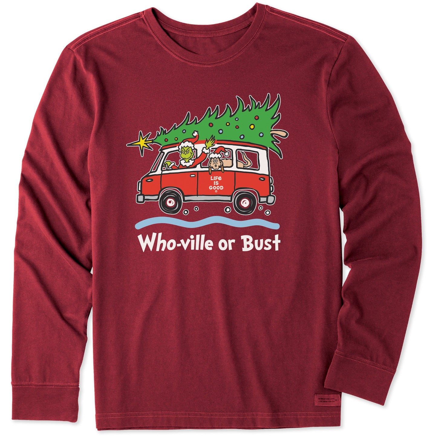 Men's Grinch and Max Who-Ville Or Bust Long Sleeve Crusher Tee