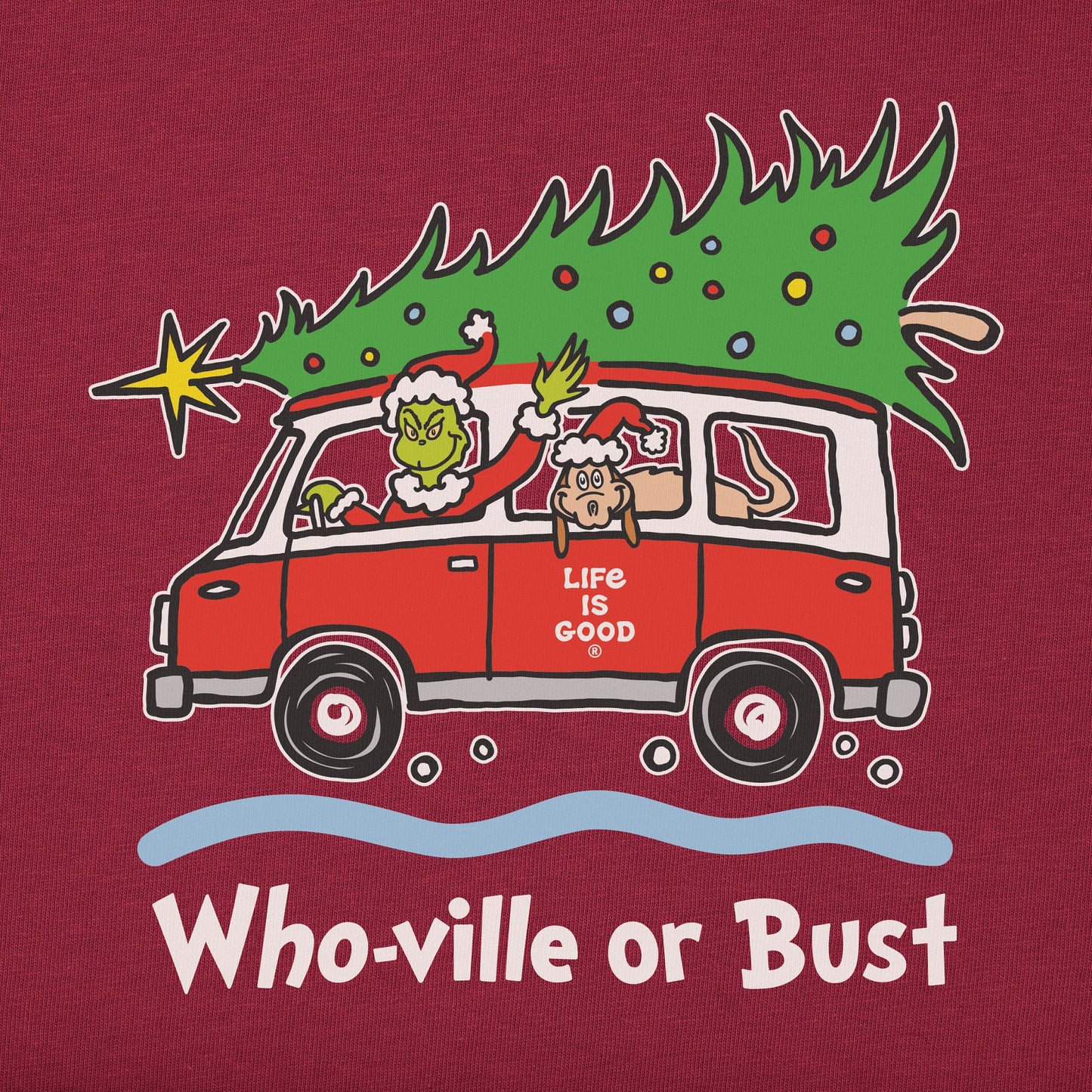 Men's Grinch and Max Who-Ville Or Bust Long Sleeve Crusher Tee