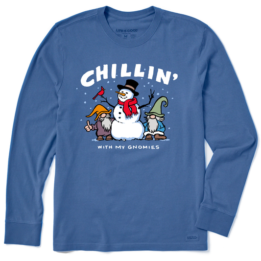 Men's Chillin' with my Gnomies Snowman Long Sleeve Crusher Tee