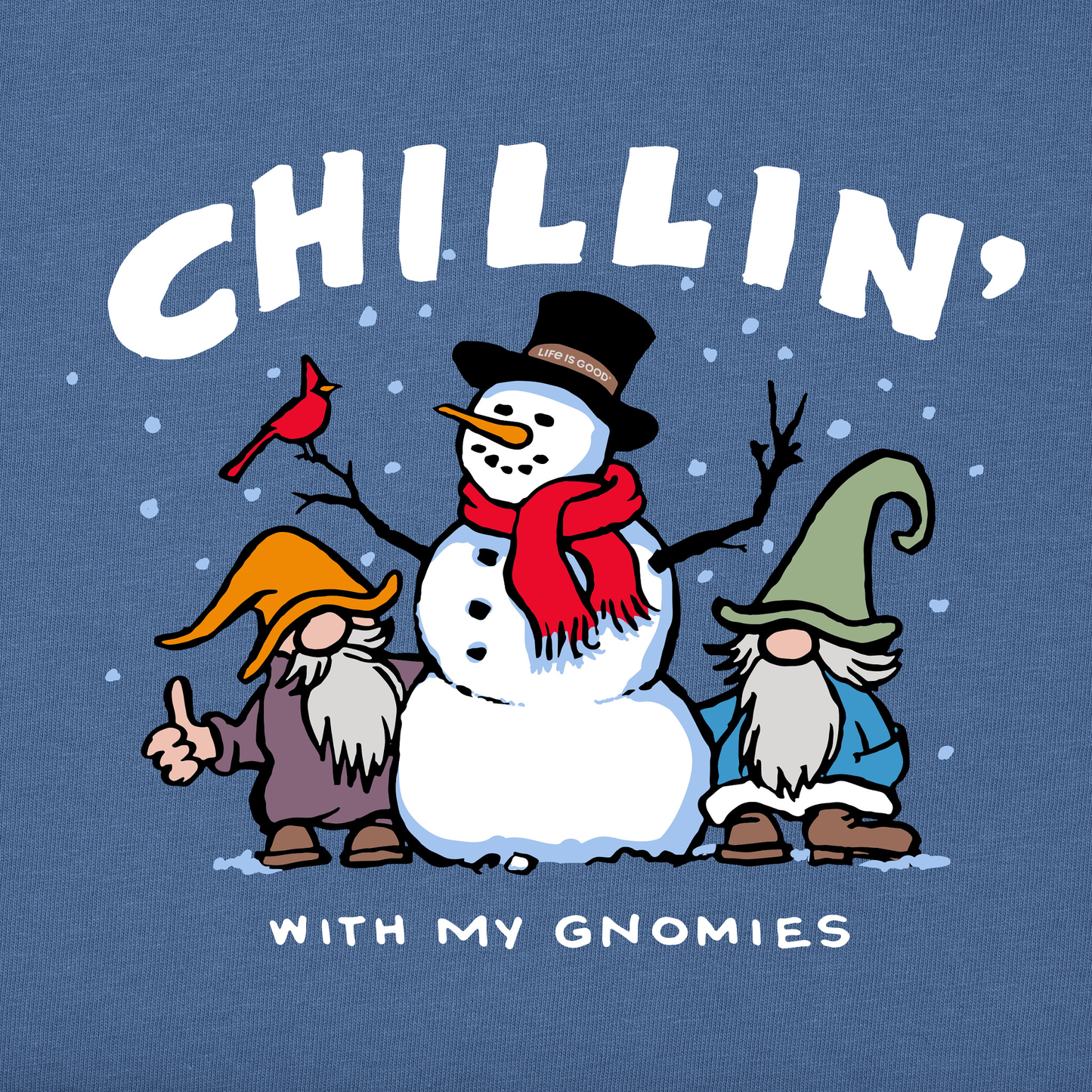 Men's Chillin' with my Gnomies Snowman Long Sleeve Crusher Tee