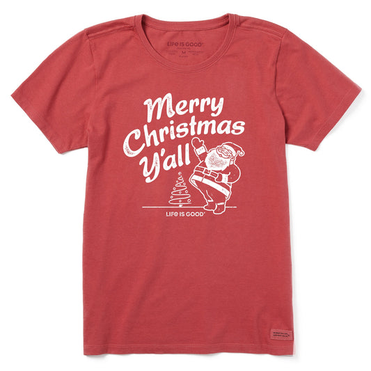 Women's Santa Merry Christmas Y'all Short Sleeve Crusher Tee