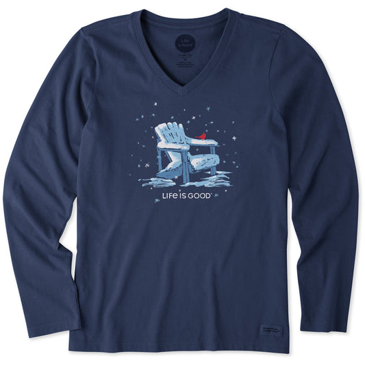 Women's Snowy Adirondack Cardinal Long Sleeve Crusher Vee