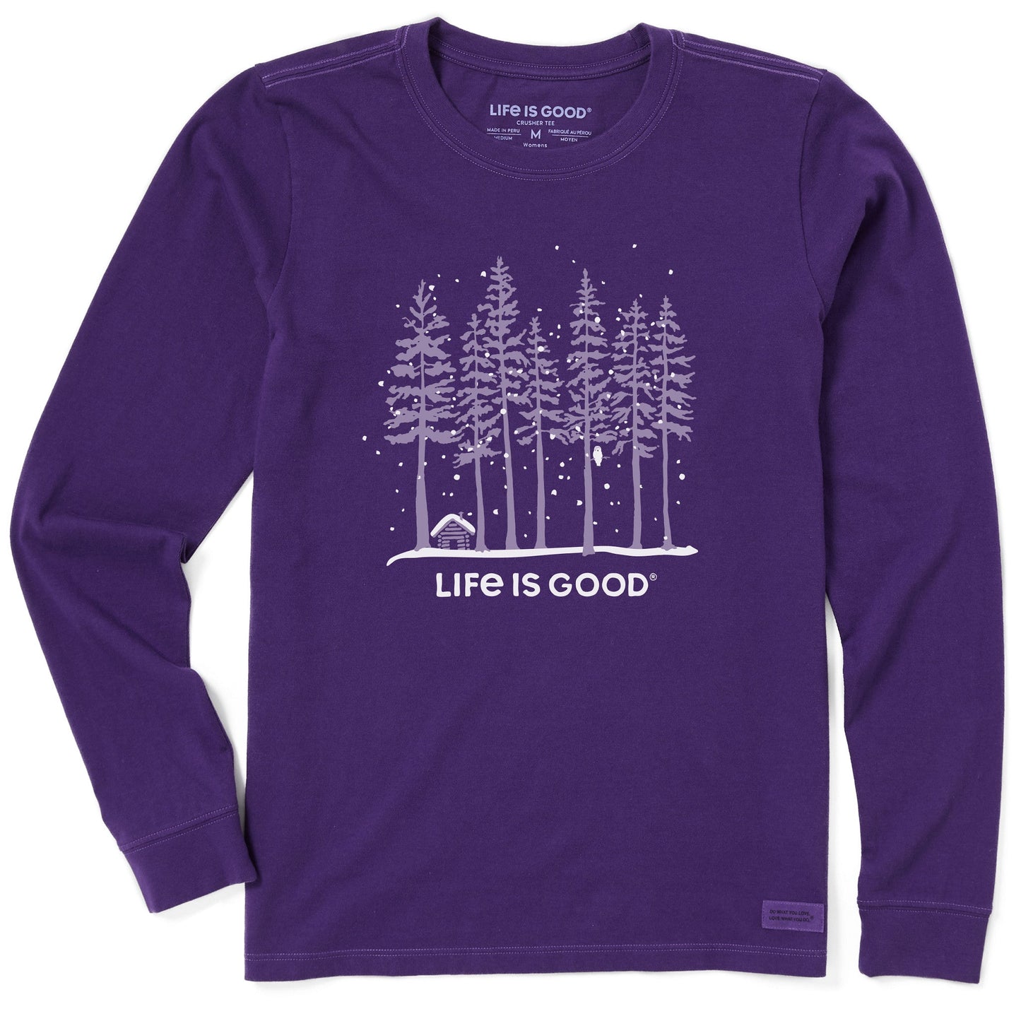 Women's Snowy Owl Tall Pines Long Sleeve Crusher Tee