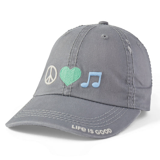 Adult Unisex Peace Love Music Sunwashed Chill Cap