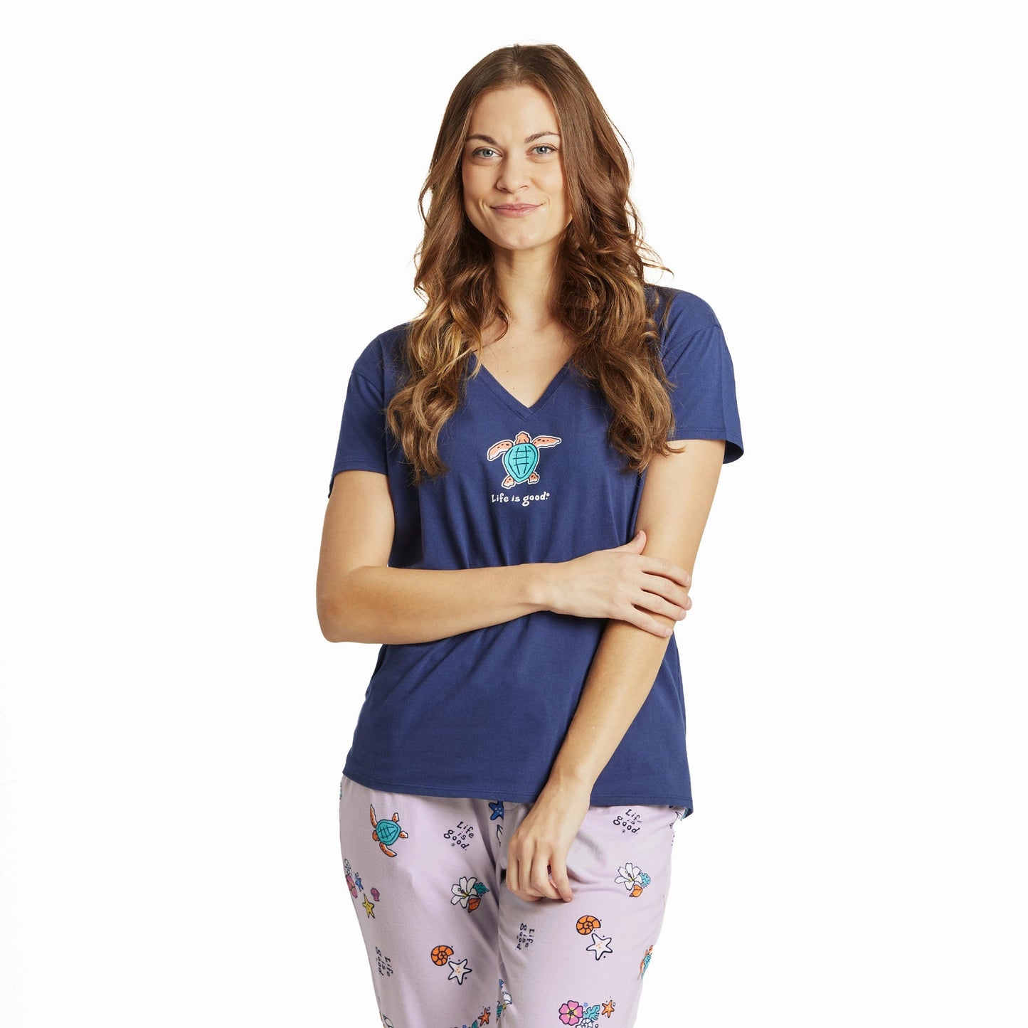 Women's Sea Turtle Snuggle Up Relaxed Sleep Vee