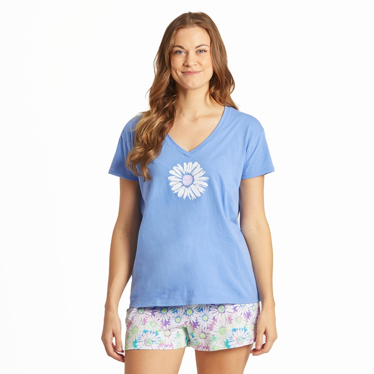 Women's Peaceful Daisy Snuggle Up Relaxed Sleep Vee