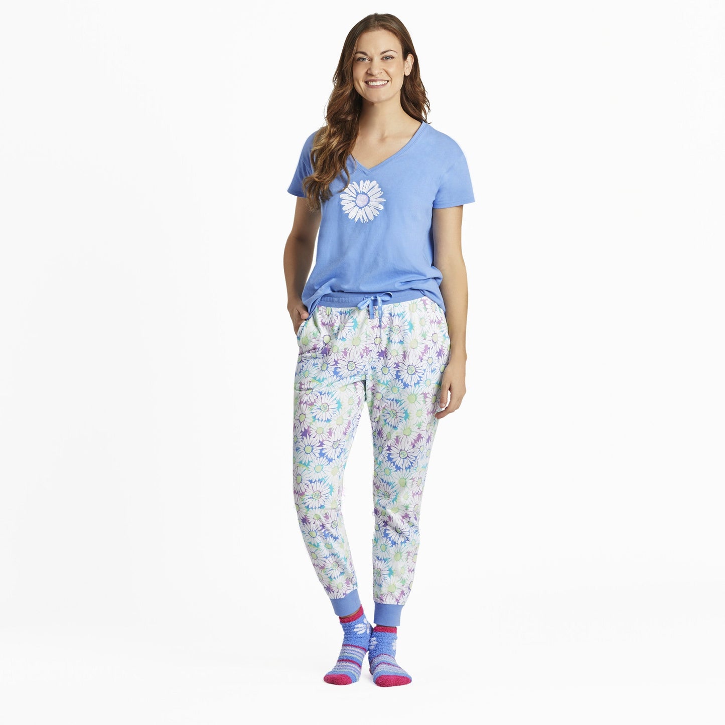Women's Tie Dye Daisy Pattern Snuggle Up Sleep Jogger