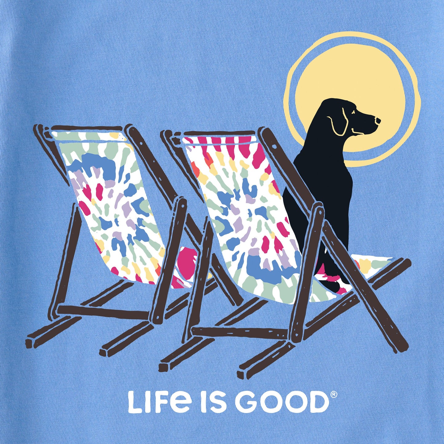 Women's Tie Dye Dog Beach Chairs Short Sleeve Crusher Tee