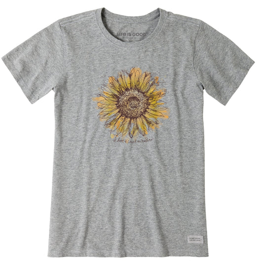 Women's Scribbled Sunflower Short Sleeve Crusher Tee