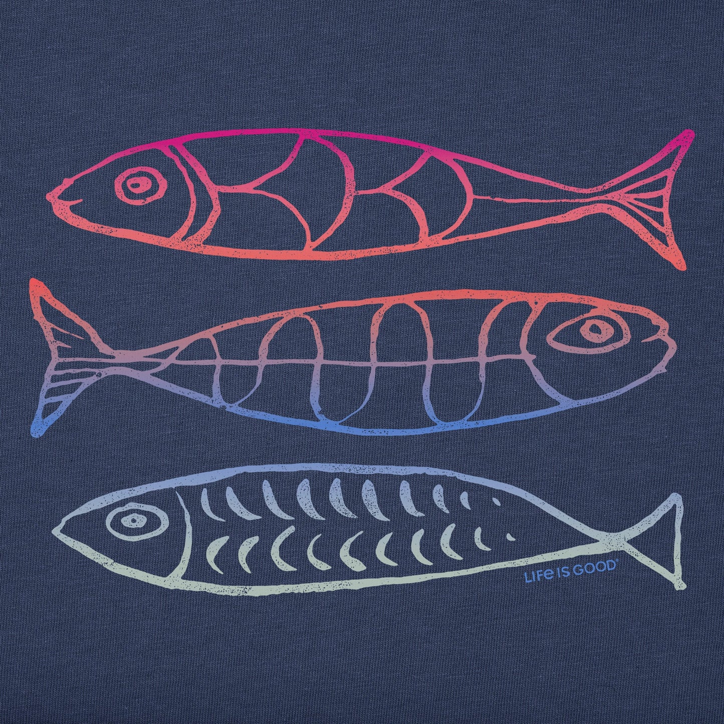 Women's Three Magic Fish Short Sleeve Crusher Vee