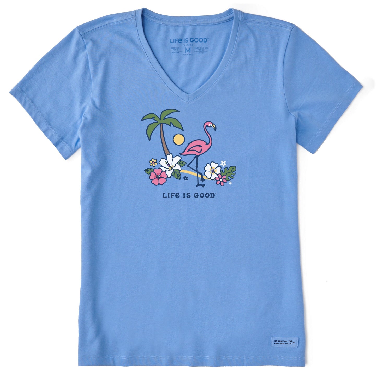 Women's Flamingo Beach Short Sleeve Crusher Vee